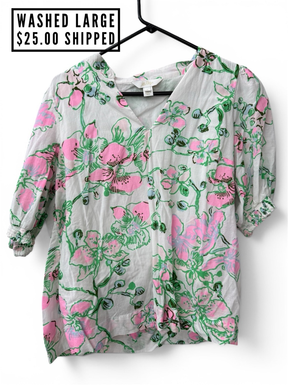 Lilly Pulitzer Floral Button-Front Blouse in Pink & Green